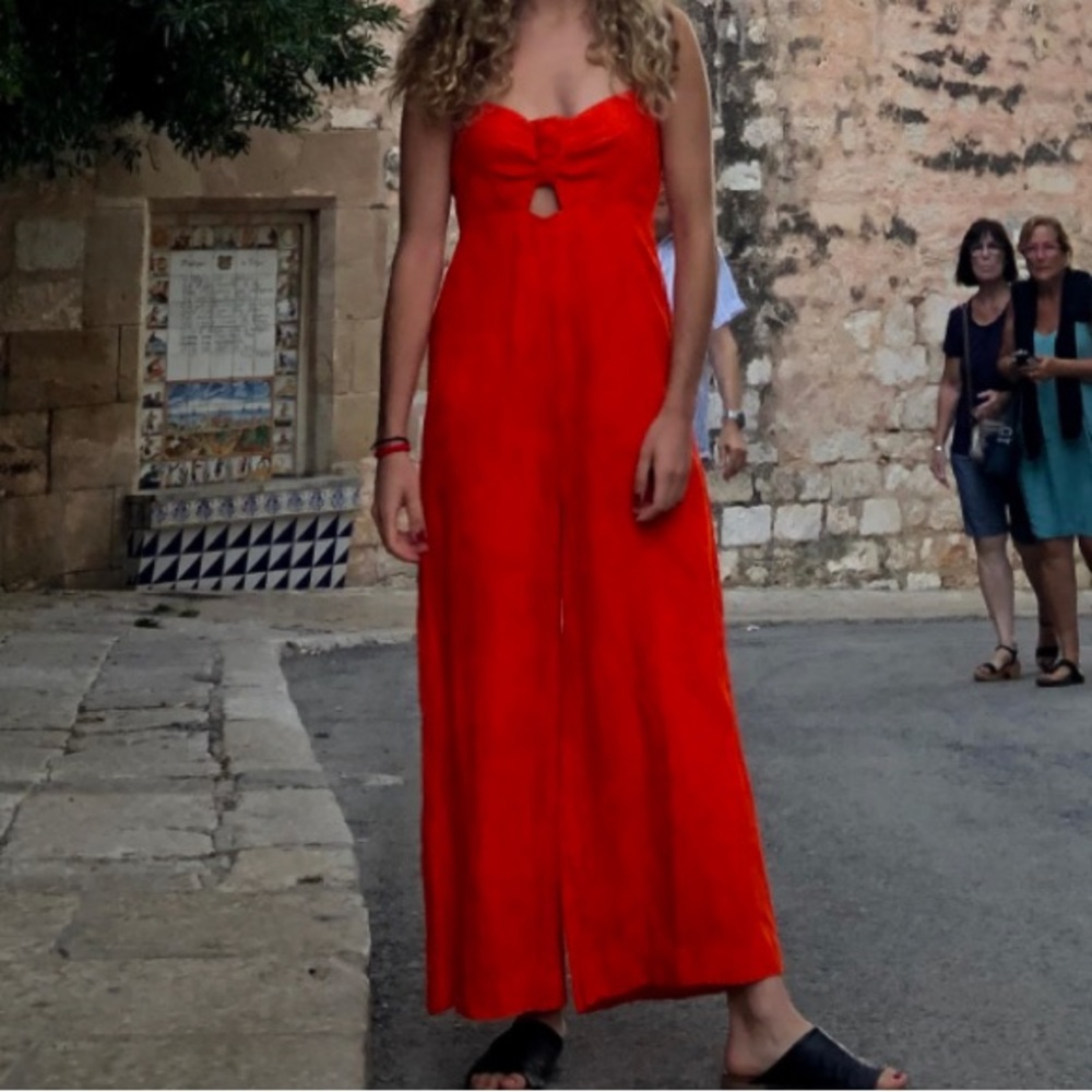 Red/orange Anthropologie jumpsuit